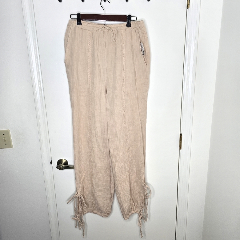 Jolie & Joy Light Beige Cotton Pull On Pants NWT - Picture 1 of 8